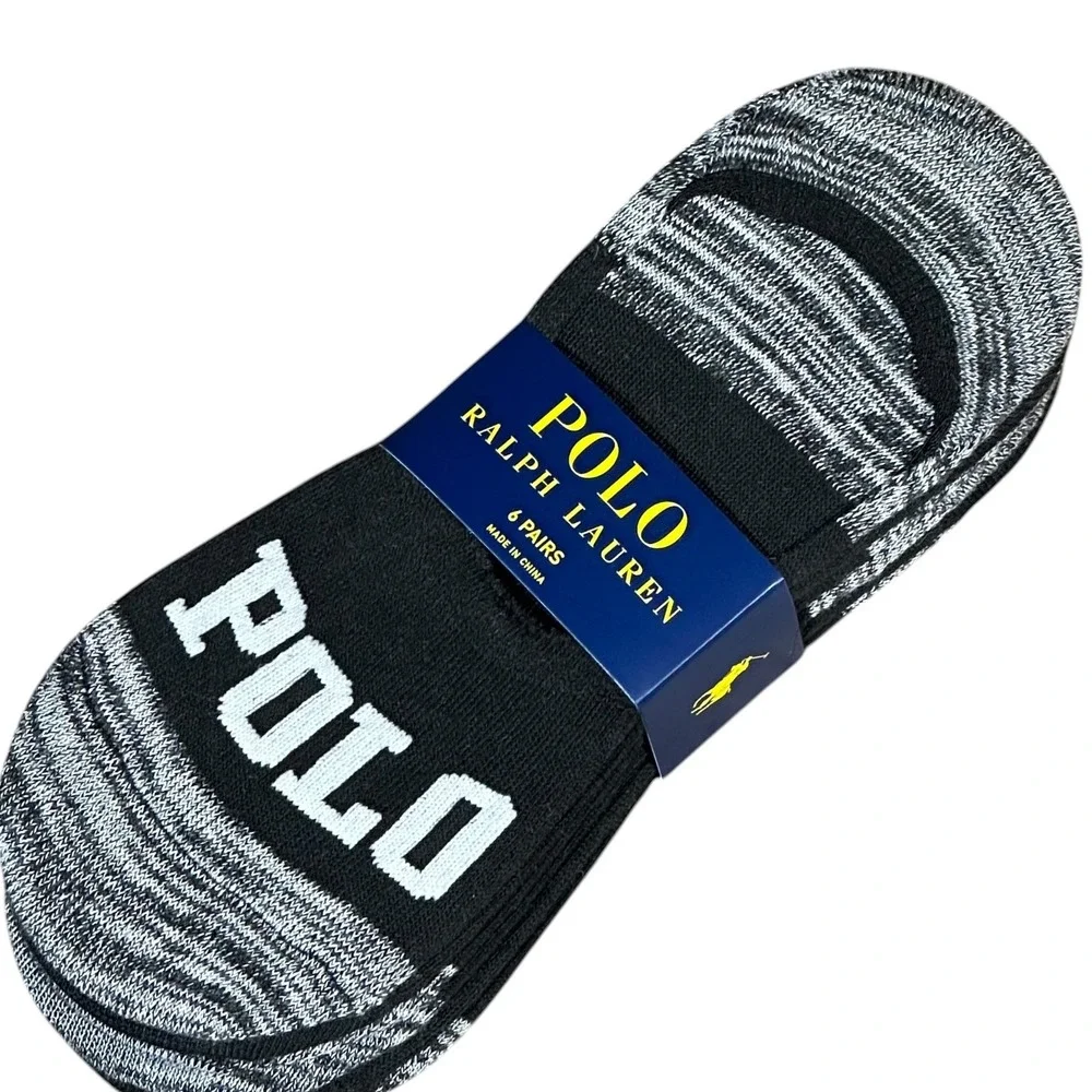 Polo Ralph Lauren Socks NWT Women 9-11 Black Grey No-Show Liner 6 Pairs